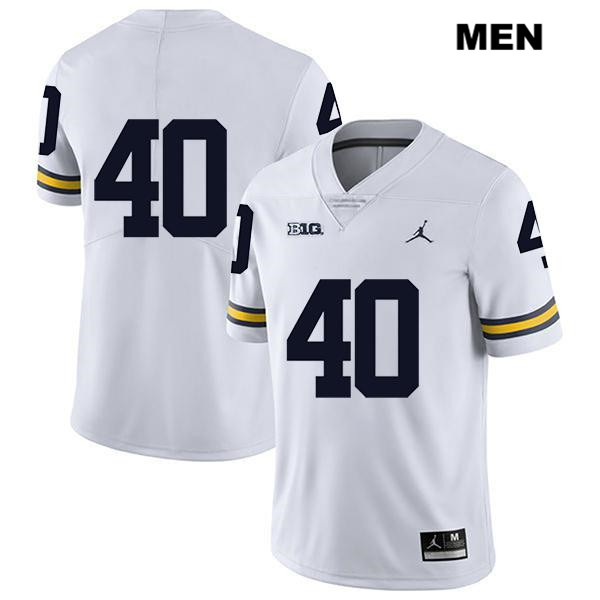 Men's NCAA Michigan Wolverines Ben VanSumeren #40 No Name White Jordan Brand Authentic Stitched Legend Football College Jersey WY25Z17UJ